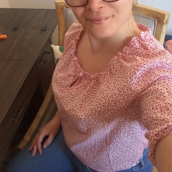 Handmade by me - Small Red Floral Cotton Tunic - Picture 1 of 6